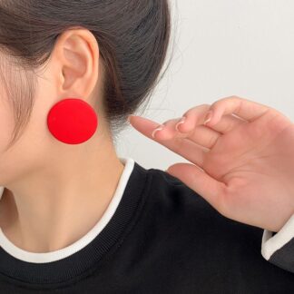 Mansh Round Earrings Red