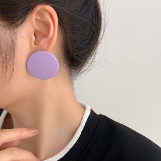 Mansh Round Earrings Purple