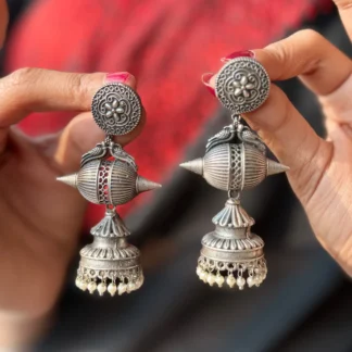 Mansh Boho Chic Silver Jhumka