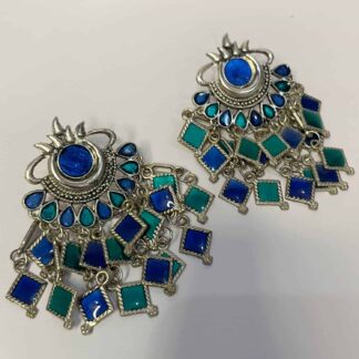 Mansh Mirror Oxidized Earrings